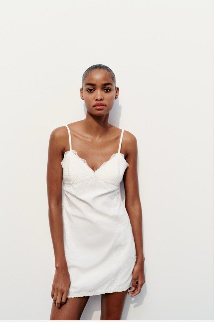 zara embroidered silk dress Zara Cotton Silk Blend Balloon Puff Sleeve Floral Embroidered Mini Dress