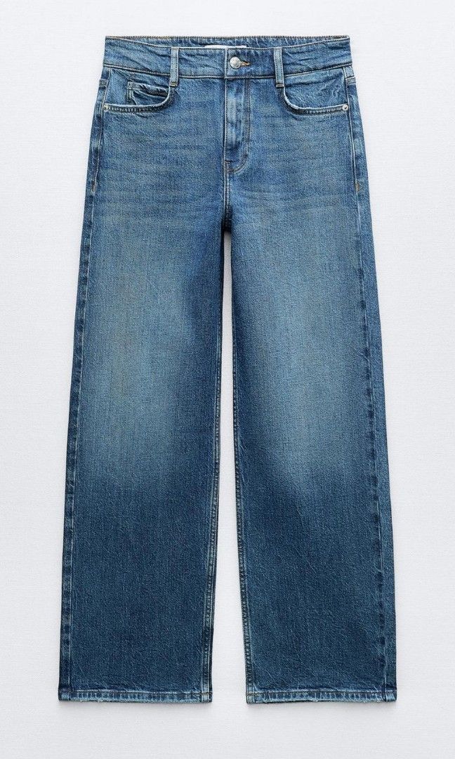 High Rise Straight Leg Zara Denim Z1975 Jeans Wide Leg Cropped