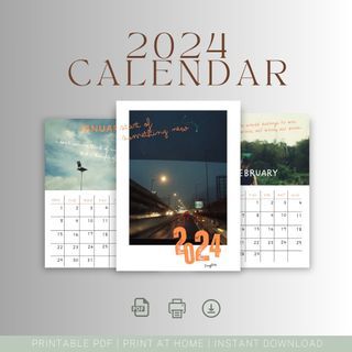 2024 Photo Calendar Monthly Vertical Sunday & Monday Start A4 Letter Size Print Home Wall Decor