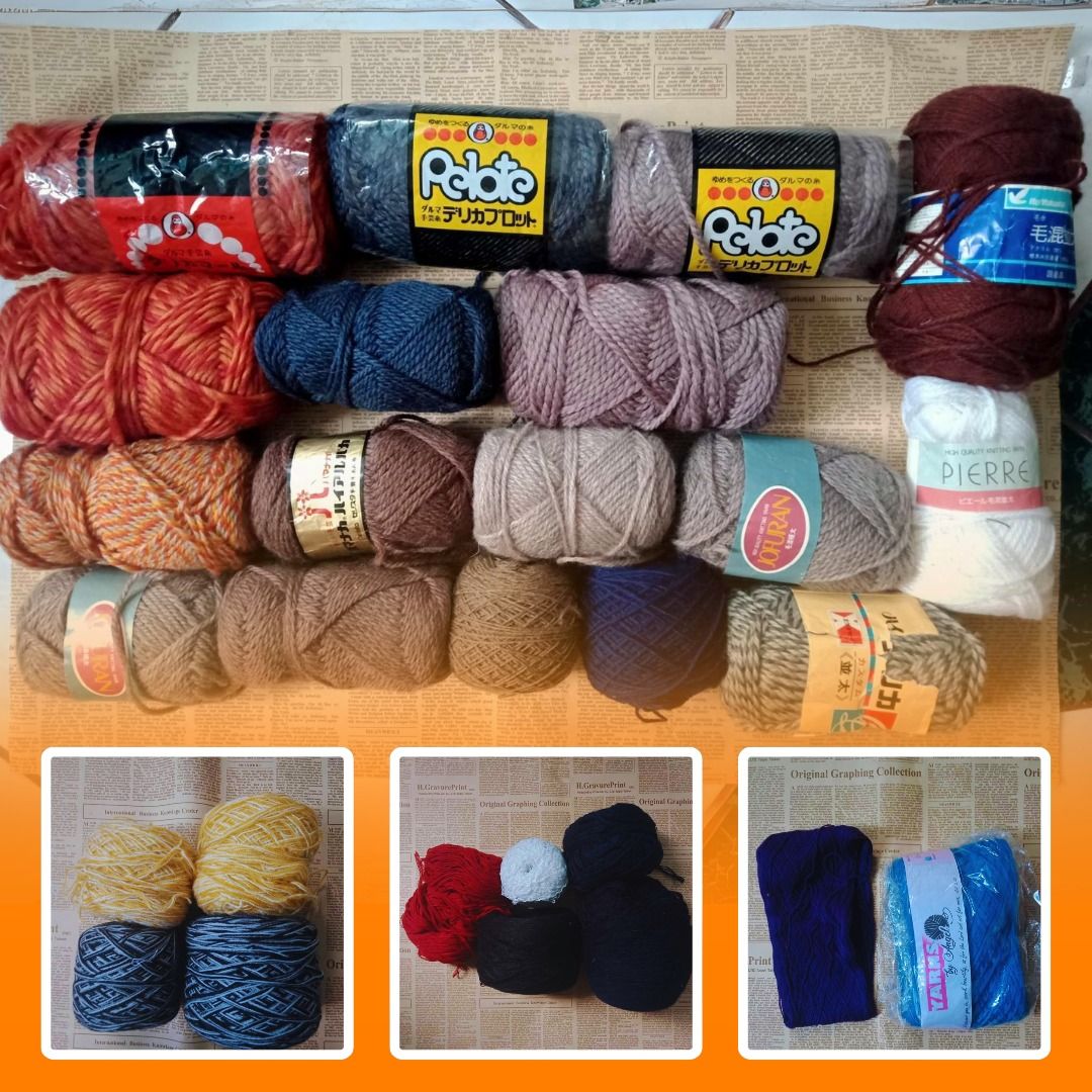 2.2 Kg 27 Pcs. Yarn Bundle : 100% Wool / PolyCotton / Lace (Category: Craft Supplies & Tools) located in Angeles City. Submitted by critterjournal_ (Listing ID 1296102445, Image 1). Description: RFS: MAJOR DECLUTTER! Switched to lace yarns, have no need for wool 27 Cakes/Skeins in different yarn types, total grams: 2,154 g (2.2 kg) Reservation (Pay in 3 Days) : PHP 1,700 PAYO: PHP 1,500 Yarn Details (Yarn Type, Size, Grams) [ Details Pic 1 - Left