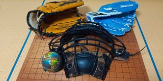 Baseball, softball gloves and mask as is takes all