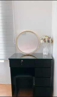 Vanity table - Black Dresser with chair 