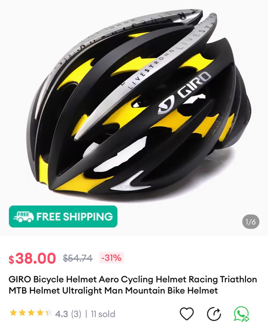 Brand New GIRO Yellow Black Helmet L Size Sports Equipment Bicycles Parts Parts Accessories on Carousell