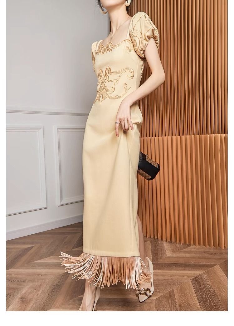 Chloe Ecru Embroidered Tassel Long Dress Women s Fashion Dresses Sets Dresses on Carousell