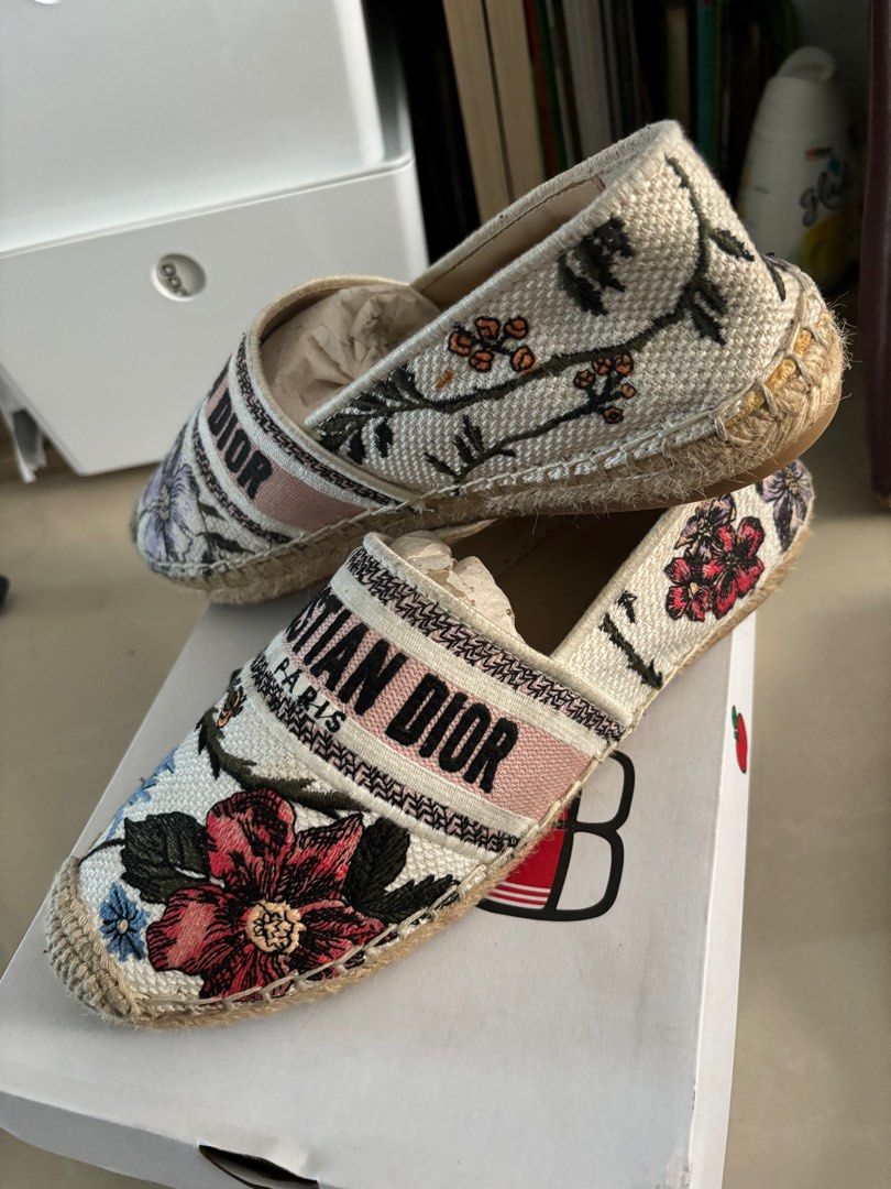 Christian Dior Espadrilles Embroidered Loafers Women s Fashion Footwear Loafers on Carousell