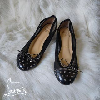 CHRISTIAN LOUBOUTIN ITALY | Classic Ballet Flats Candy Stud Spike Patent Leather Shoes