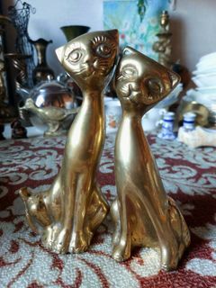 Couple Cat Brass Vintage Decoration