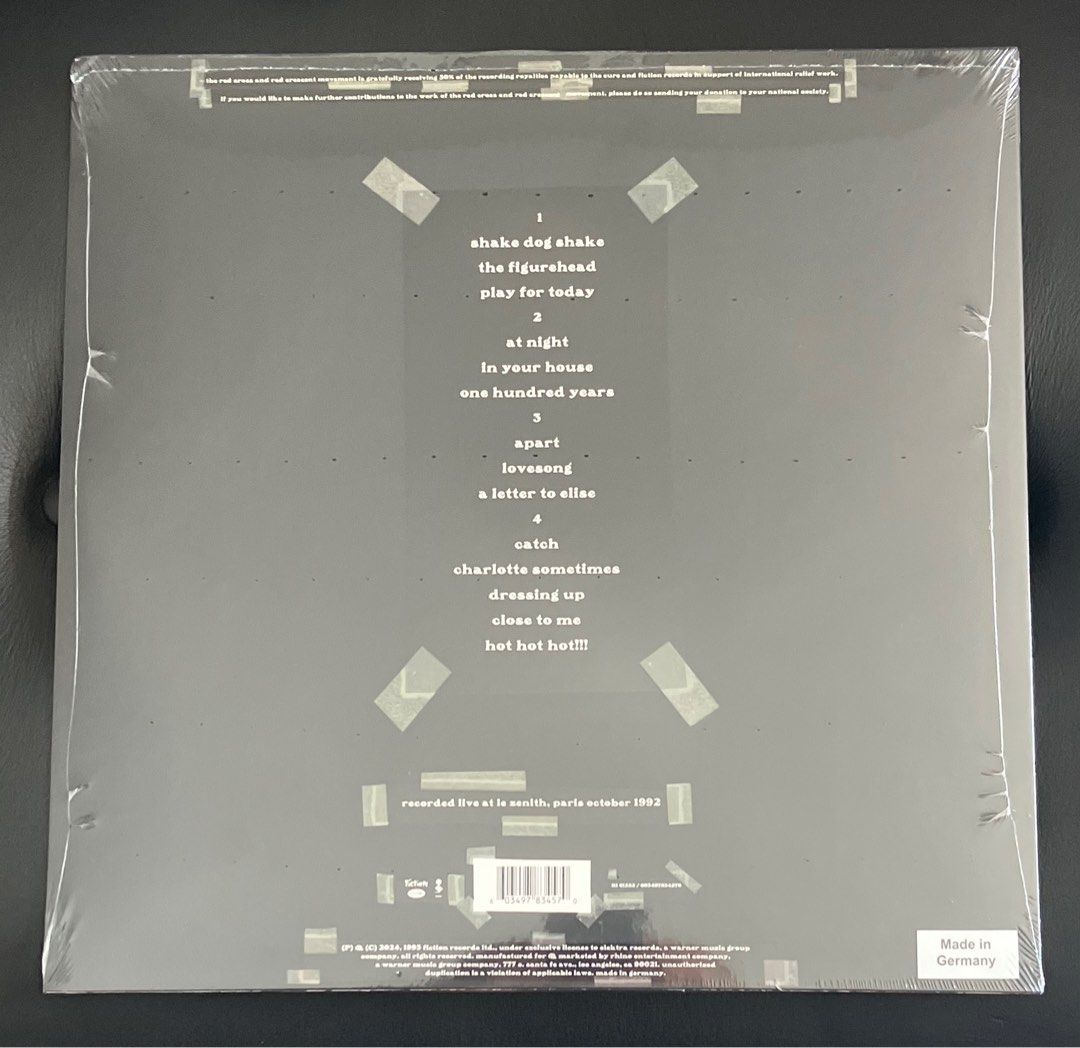 CURE Paris 2x Vinyl LP (Category: Vinyls) located in Paranaque City. Submitted by d33t00 (Listing ID 1297187130, Image 3). Description: CURE Paris 2x Vinyl LP Tracklist: A1 Shake Dog Shake A2 The Figurehead A3 Play For Today B1 At Night B2 In Your House B3 One Hundred Years C1 Apart C2 Lovesong C3 A Letter To Elise D1 Catch D2 Charlotte Sometimes D3 Dressing Up D4 Close To Me D5 Hot Hot Hot!!! Brand New, sealed, remastered Made in Germany, 2024 r