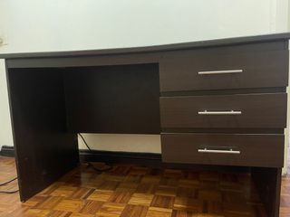 Custom made BIG laminated wooden table furniture desk acacia dark office study computer table with side drawers 122cm length 60cm width 77cm tall