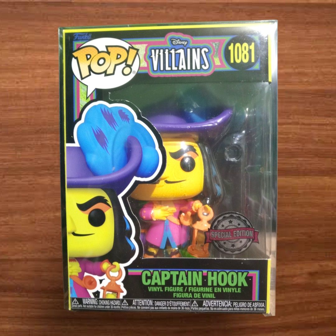 Funko Pop! Disney Villains - Captain Hook (Black Light) (Special Edition) # 1081 (FREE PROTECTOR), Hobbies & Toys, Toys & Games on Carousell