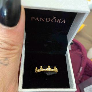 Gold tiara sparkling princess ring in gold Pandora new
