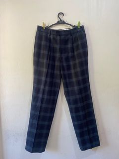 “Green sports” plaid wool trouser pants