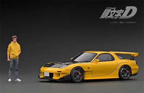 Ignition Model IG2873 1/18 INITIAL D Mazda RX-7 (FD3S) Yellow With 