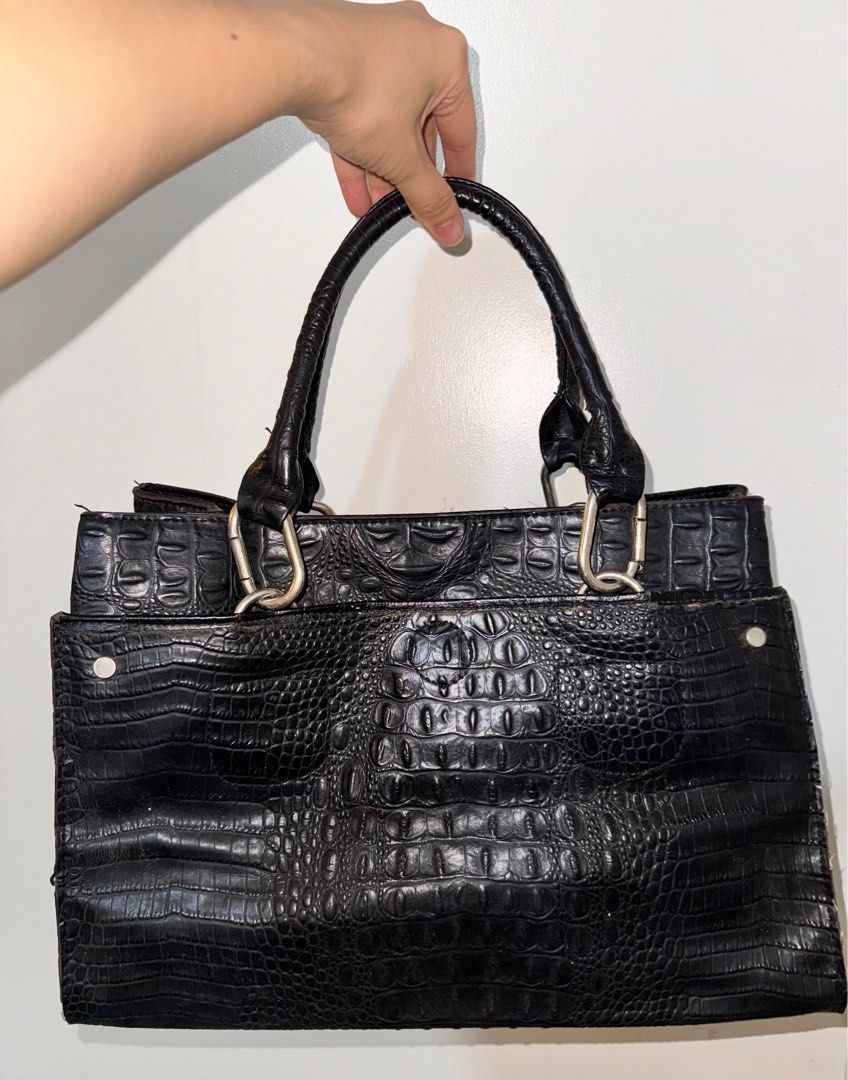 AUTHENTIC Kimbel International Crocodile Skin Design Black Handbag Women s Fashion Bags Wallets Shoulder Bags on Carousell