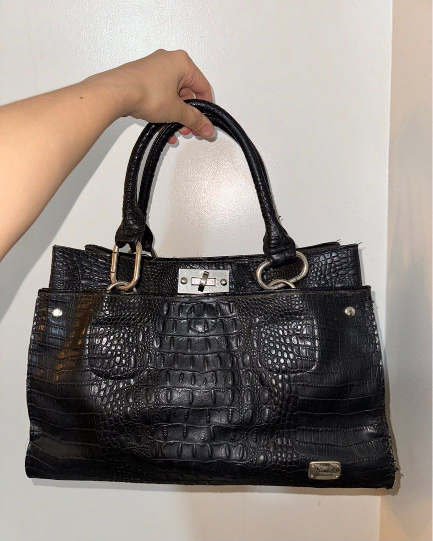AUTHENTIC Kimbel International Crocodile Skin Design Black Handbag Women s Fashion Bags Wallets Shoulder Bags on Carousell