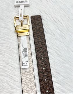 Michael Kors MK Women’s Reversible Brown/Vanilla Monogram Silver-tone Buckle Belt  Size Medium, XL