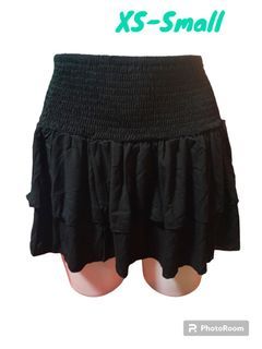 Mini black skirt smocked waist