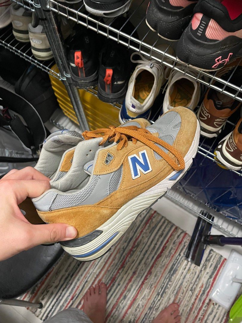 New Balance 991 made in UK yellow blue Men s Fashion Footwear Sneakers on Carousell