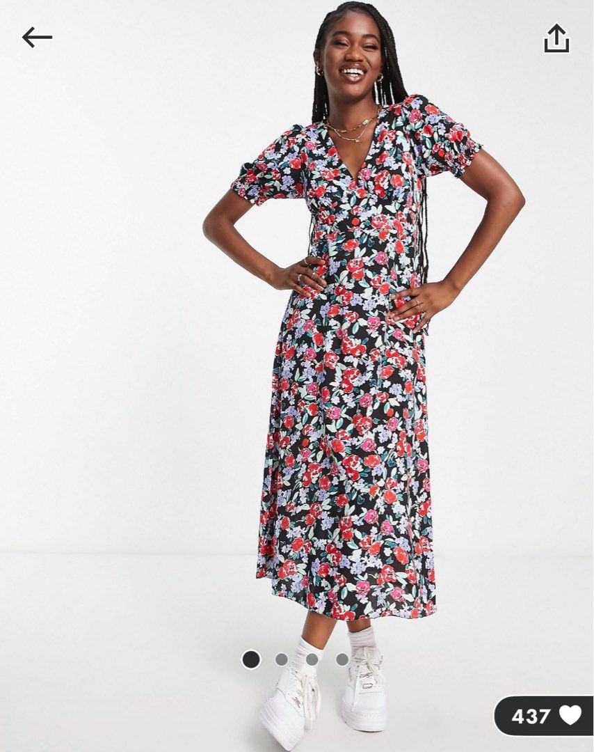 New Look floral midi dress with open back detail Women s Fashion Dresses Sets Dresses on Carousell