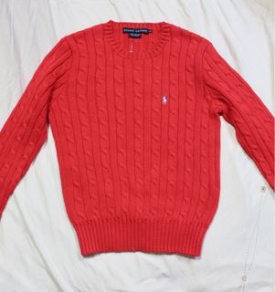 Ralph Lauren Red Cable Knit Sweater