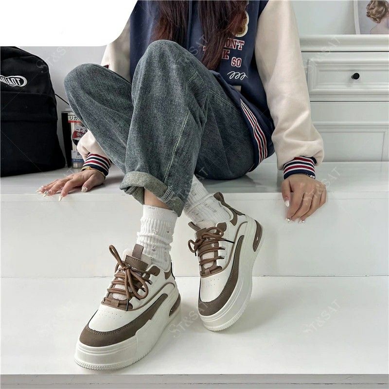 Rubber Shoes Sneakers Elevated Platform Sneakers brown khaki Women s Fashion Footwear Sneakers on Carousell