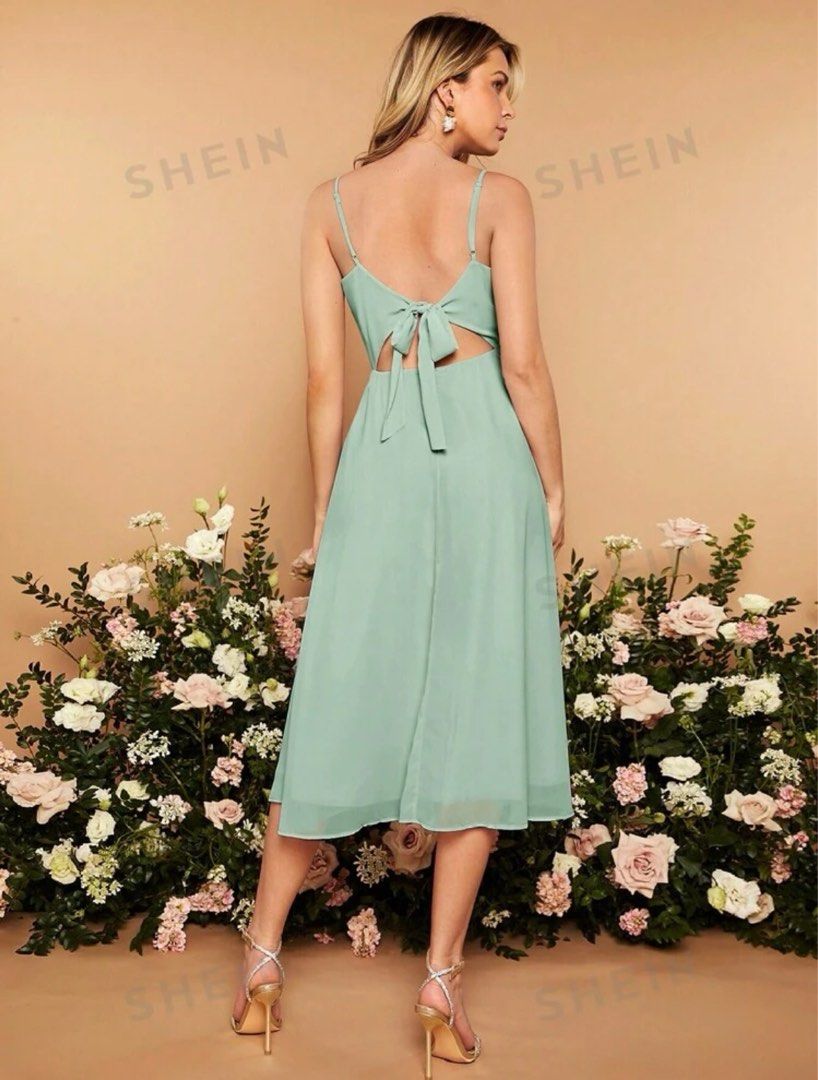 Shein Bridesmaid Cami Wedding Dress Mint Green, Women's Fashion, Dresses &  Sets, Dresses on Carousell