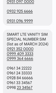 SMART  AND SUN VANITY SIMCARDS OR SPECIAL NUMBER SIMCARDS