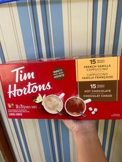 Tim Hortons Variety Pack French Vanilla Cappuccino 15 packets and Hot Chocolate 15 packets