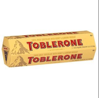 Toblerone Swiss Milk Chocolate with Honey & Almond Nougat - 6 bars (100g per bar) 600g
