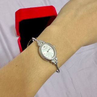 Vintage Fontenay Silver Bangle Watch | stainless steel butterfly dainty white