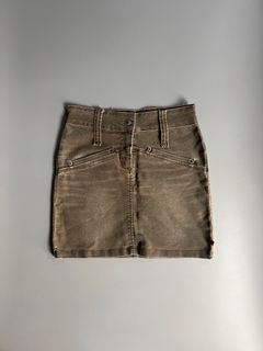 Vintage Y2K Brown Denim Skirt with Maxi Belt Loop