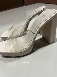 Zara Transparent Block Heels Off-white