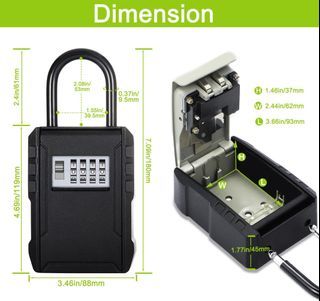 ZHEGE Key Safe Outdoor, 4 Digit Combination Lockbox for Keys,  [Enhanced Security] Weatherproof Keysafe Outside, Door Key Safe Box (Black)