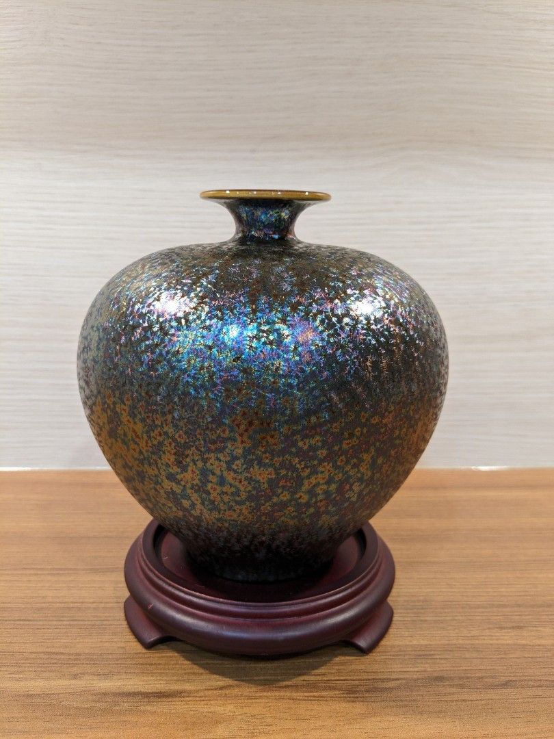 台湾 陶芸 台灣 陶藝 名工 郭明本 七彩 結晶釉 球瓶 花瓶 台湾 陶芸 台灣 陶藝 名工 郭明本 七彩 結晶釉 球瓶 花瓶