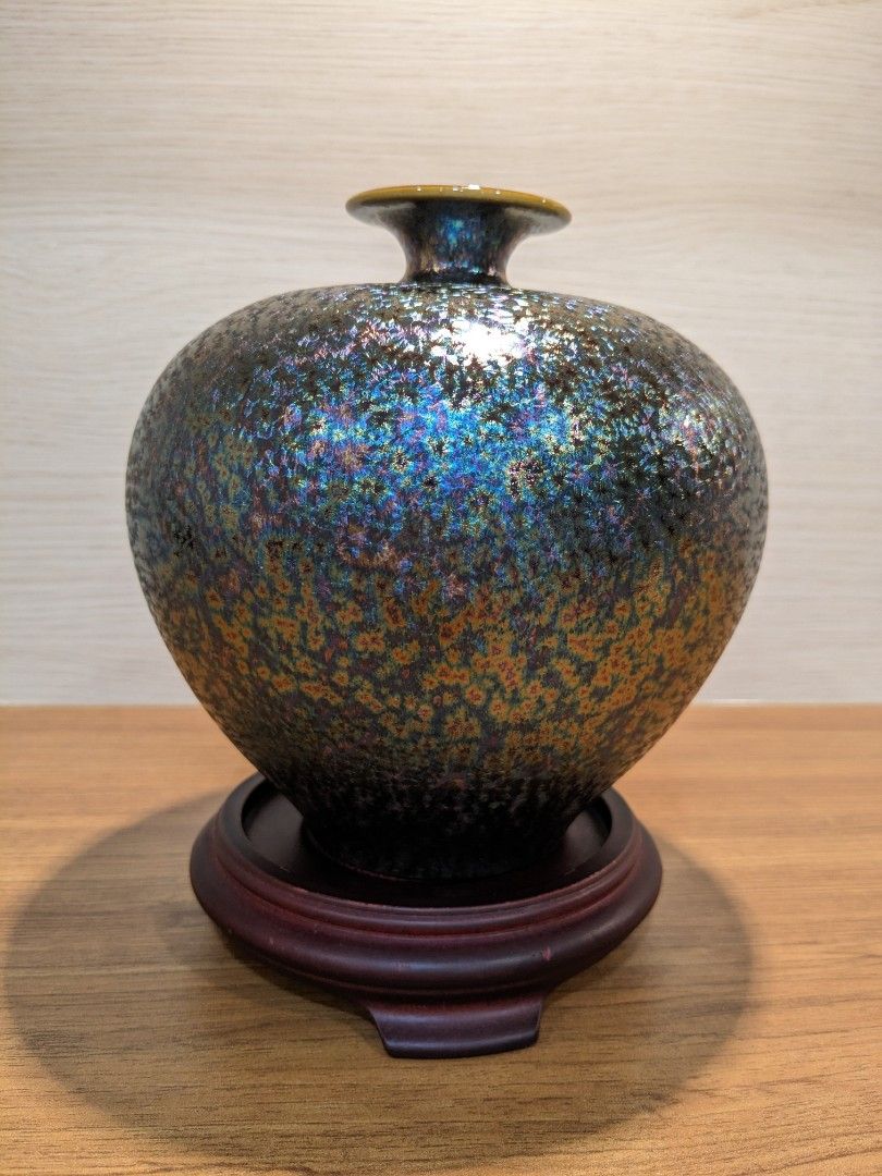 郭明本錳七彩結晶釉聚寶盆花瓶, 書籍、休閒與玩具, 收藏、紀念品, 其他