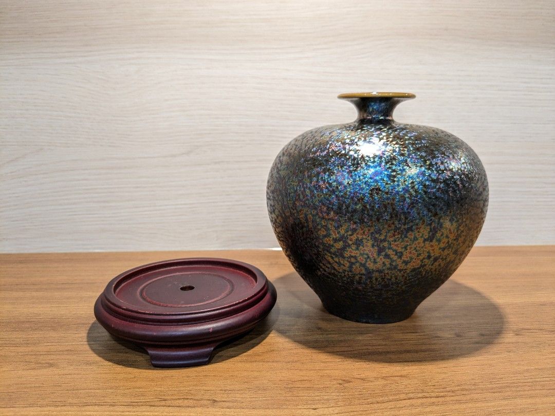 郭明本錳七彩結晶釉聚寶盆花瓶, 書籍、休閒與玩具, 收藏、紀念品, 其他