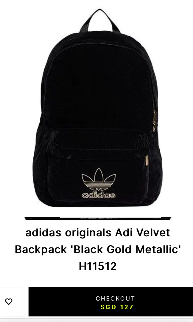 Adidas original black velvet bag pack