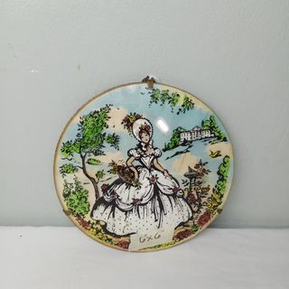 AG21 Home decor 6"×6" inches Vintage Round Hand Painted Glass Plaque from UK for 195