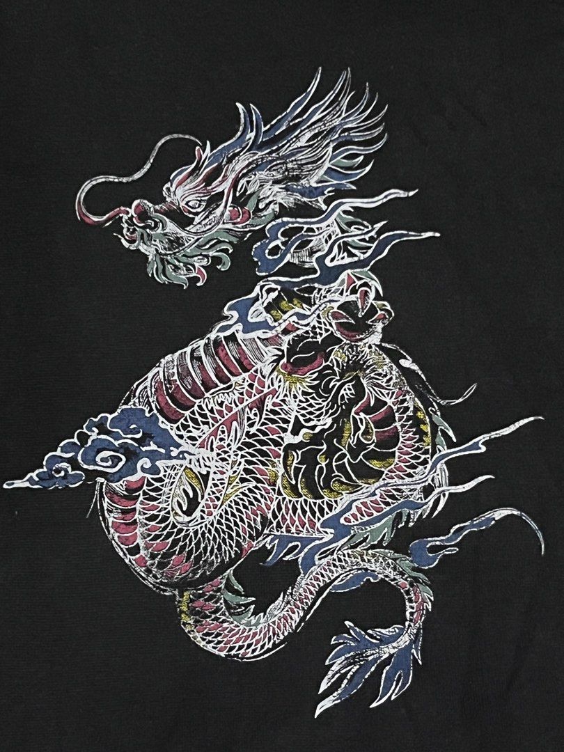Bershka dark grey crop top dragon