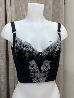 Black gothic blue corset bustier wired