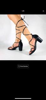 Black wrap sandals with 2 1/2 inch heels
