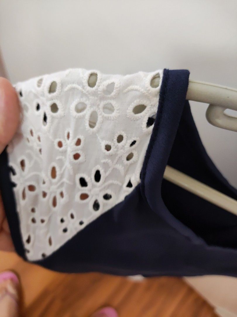 Blue and white eyelet dress (Category: Babies & Kids Fashion) located in Makati City. Submitted by stargazer2016 (Listing ID 1297259970, Image 3). Description: blue dress with white eyelet accents.