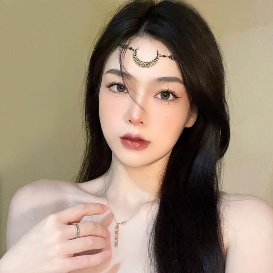 Bohemian Moon with Black Crystal Head Chain Boho Moon Hair Chain Vintage Moon Hair Accessories Forehead Accessories Women s Fashion Watches Accessories Hair Accessories on Carousell