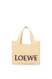 Brand New Loewe Font Tote in Raffia Small