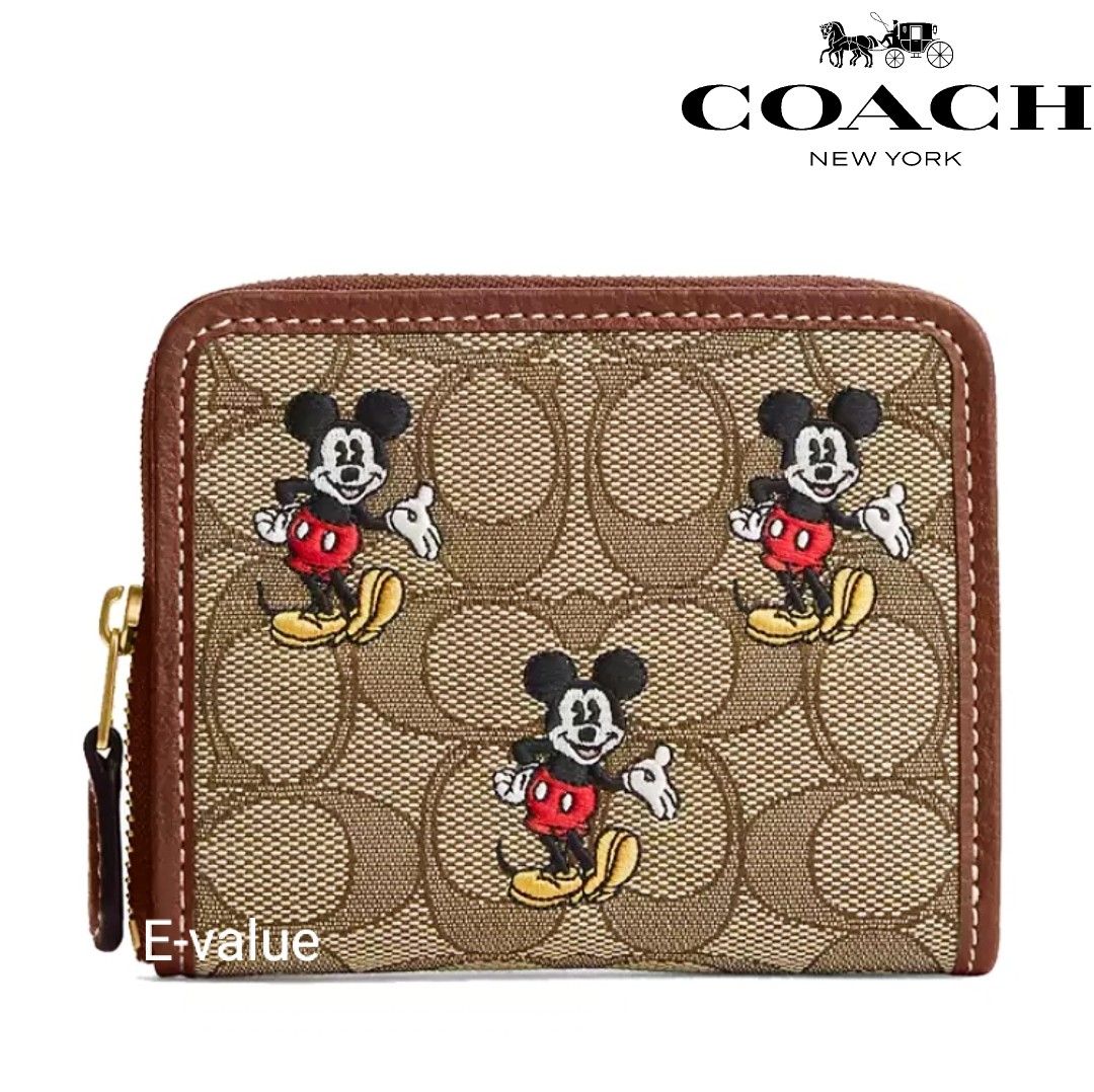 Coach Original Disney Zip Around Signature Jacquard Mickey Mouse Wallet For Men Women Come With Complete Set Suitable For Gift Luxury Bags Wallets on Carousell
