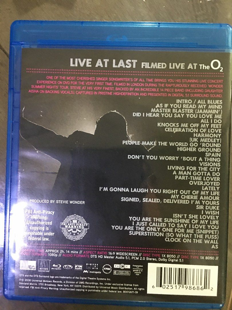 Concert Blu ray (Stevie Wonder) (Category: CDs & DVDs) located in Manila. Submitted by migo2910 (Listing ID 1297390054, Image 2). Description: Stevie Wonder Live Concert Blu Ray RegA U.S.