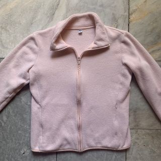 coquette milkmaid baby pink uniqlo fleece jacket
