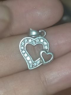 Double Heart CZ Pendant 925 Silver