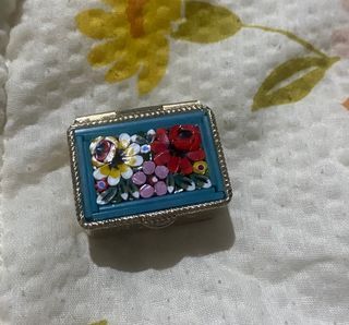 Floral Mosaic Pill Box /Mini Jewelry Box