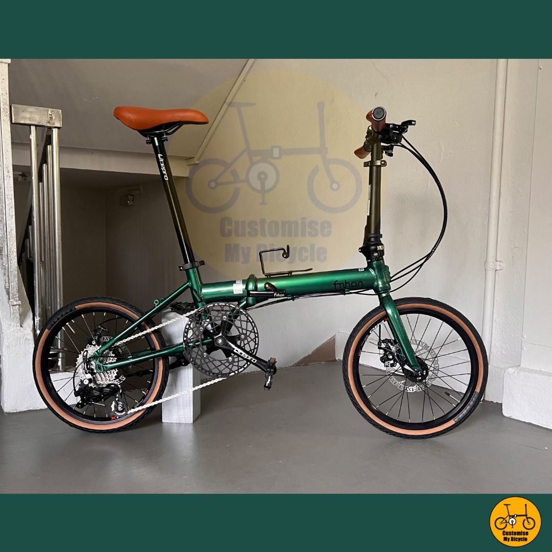 Fnhon Zephyr 18 Sensah 9s Litepro Folding Foldable Foldie Fold Bicycle Kid Child Bike Olive Green 349 tyre 16 inch